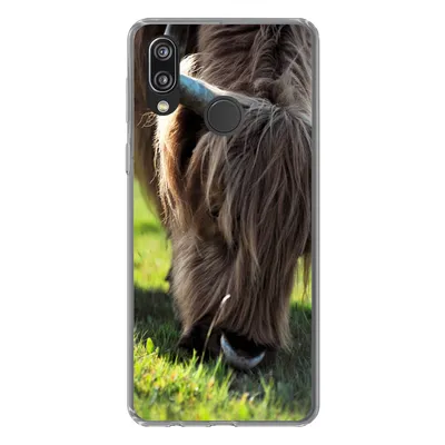 Produktbild von MuchoWow® Handyhülle Schutzhülle Hülle für Huawei P20 Lite (2020) Schottischer Highlander - Hörner - Sonne Silikon Softcase Handy Hülle - Kartenhalter
