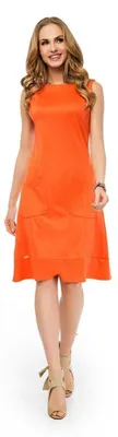 Produktbild von Damen Basic Mittellanges Kleid Dress; Orange/S (36)