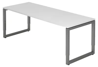Produktbild von bümö Schreibtisch Serie-R - Nachbildung: Weiß, Gestell: Graphit, Größe:  200 x 80 cm