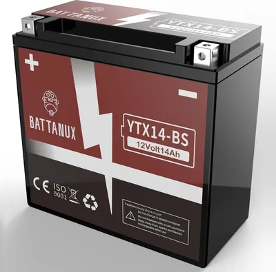 Produktbild von Battanux YTX14-BS Batterie & Motorradbatterie,  12V14Ah versiegelte SLA/AGM