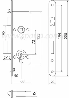 Produktbild von LOB Z7504Z11L1 Zamek zastawkowy 72/50 lewy/prawy gelb verzinkt