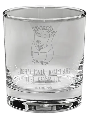 Produktbild von Mr. & Mrs. Panda Bourbon Glas Jungfrau Astrologie - Transparent - Geschenk, Gravur Whiskyglas, Tumbler, Whisky, Old Fashioned, Tierkreiszeichen, Whiskeyglas, Sternzeichen