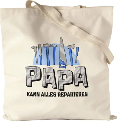 Produktbild von Papa Kann Alles Reparieren Jutebeutel Stoffbeutel Canvas  Spruch Vatertag Geschenkidee Bester Papa