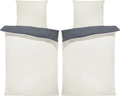 Produktbild von Winter Bettwäsche Biber Meliert Baumwolle Flanell Kuschelig Flauschig Warm Weich Modern, Größe:4 teilig 155x220 cm, Farbe:natur beige / anthrazit