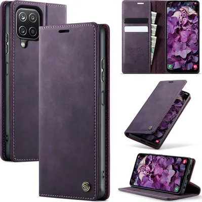 Produktbild von Handyhülle für Samsung Galaxy A12 5G Hülle Leder mit RFID Schutzhülle Klapphülle Magnet Kartenfach Standfunktion Lila