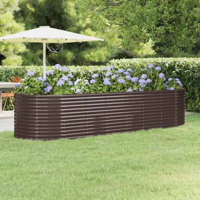 Produktbild von The Living Store Hochbeet Pulverbeschichteter Stahl 322x100x68 cm Braun