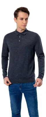 Zdjęcie produktu dla Elzusha - Polo damskie z długim rękawem, wykonane w 100% z wełny merino