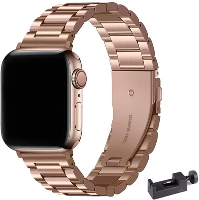 Produktbild von Stravo Edelstahlarmband für Apple Watch 44/45/46/49 mm Serie 4-11, SE 1/2/3 & Ultra 1/2/3 – Roségold