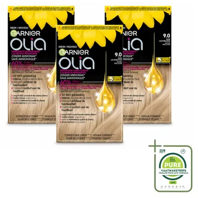 Produktbild von 3 x Garnier Olia 9 Haarkleuring - Sehr Hellblond - Ohne Ammoniak - Großpackung - 3 Stücke
