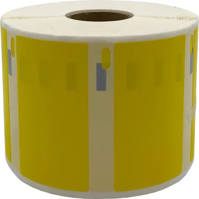 Produktbild von DULA Etiketten - Kompatibel mit Dymo Compatible labels - Geel - 11354 - S0722540 - Grote multifunctionele etiketten - 1 rol - 57 x 32 mm - 1000 labels per rol