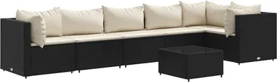 Immagine prodotto di vidaXL set salotto da giardino 7 pezzi con cuscini in polirattan nero