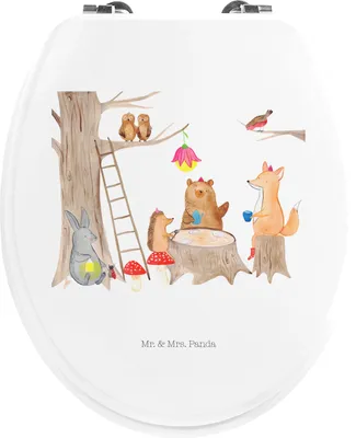 Produktbild von Mr. & Mrs. Panda WC Brille Waldtiere Picknick - Weiß - Geschenk, Hase, Wald, WC-Sitz, Toilettendeckel, Gute Laune, klo deckel, Klo-Deckel, Igel, Eichhörnchen, Klodeckel