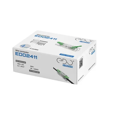 Zdjęcie produktu dla 100x Złącze instalacyjne przelotowe z dźwignią do wszystkich typów przewodów maks. 4 mm² 2-przewodowe. EDO2411 EDO Technic