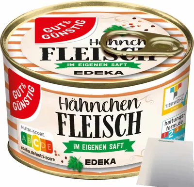 Produktbild von G&G Hähnchenfleisch im eigenen Saft (300g Dose) + usy Block
