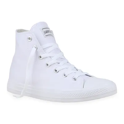Produktbild von Mytrendshoe Herren High Top Sportschuhe, Modell 72046, Weiß, Größe 45, Textil, Kunststoff, ungefüttert, für Frühling, Sommer und Herbst