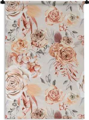 Produktbild von MuchoWow® Wandteppich Wandbehang Blumen - Braun - Grau 60x90 cm Tapisserie Dekoration Wandtuch - Foto-Teppich - Abwaschbar