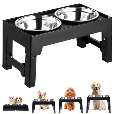 Produktbild von Höhenverstellbarer Fressnapf für Hunde – Anti-Kipp Design, anpassbare Höhe und Winkel, ideal für mittelgroße und große Hunde.