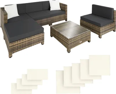 Produktbild von tectake® Aluminium Rattan Lounge wetterfest und UV-beständig Dicke der Polster 10 cm
