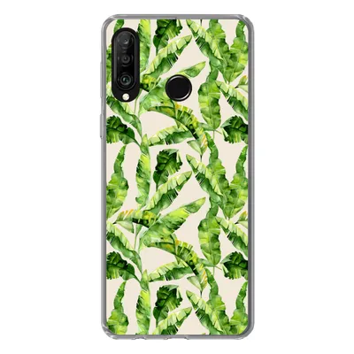Produktbild von MuchoWow® Handyhülle Schutzhülle Hülle für Huawei P30 Lite Palmenblatt - Muster - Tropisch Silikon Softcase Handy Hülle - Handyhülle