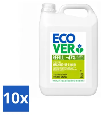 Produktbild von 10 x Ecover Spülmittel - Zitrone & Aloe Vera - 5 Liter - Vorteilspackung - 10 Stücke