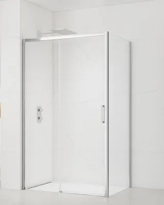Produktbild von SAT Rechteckige Duschkabine 120 x 80 cm mit Gleittür/Schiebetür, Chrom