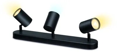 Produktbild von WiZ IMAGEO 3 x einstellbarer Spot, Intelligente Deckenbeleuchtung, Wi-Fi/Bluetooth, Schwarz, Wi-Fi 4 (802.11n), 802.11b, 802.11g, LED, Metall