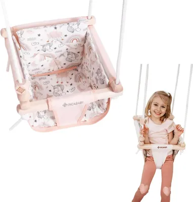 Produktbild von Babyschaukel Kinderschaukel mit Kissen Stoffschaukel | Junior Pastel - Unicorn