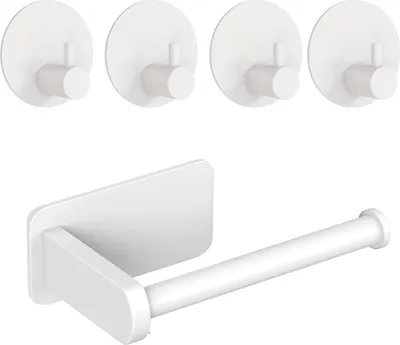 Produktbild von Selbstklebender Toilettenpapierhalter - rostfreies Stahl - weiß - ohne Bohren