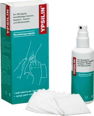 Produktbild von Holthaus Medical YPSILIN Wundreinigungsset groß mit 100 ml Fluid + 20 Tüchern