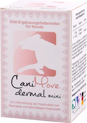 Produktbild von CaniMove dermal mini (bis 10kg) - Diät-Ergänzungsfuttermittel zur Unterstützung der Hautfunktion bei Dermatose und übermäßigem Haarausfall (100 Kapseln)