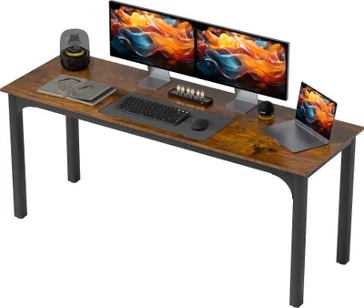Produktbild von Schreibtisch, Computertisch, rustikales Design, viel Platz, Spanplatte, Braun