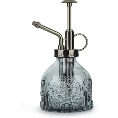 Produktbild von Glas Sprühflasche Klein, 200ml Gießkanne Dekorative Retro Relief mit Pumpe, Vintage Blumensprüher Für Garten Zimmerpflanzen, zum Gießen Kleiner Pflanzen Im Indoor-Bereich Haus Oder Büro