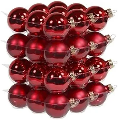 Immagine prodotto di Sfere di vetro natalizie, 36 pezzi, 4 cm, rosse, opache/lucide, decorazioni per l'albero di Natale