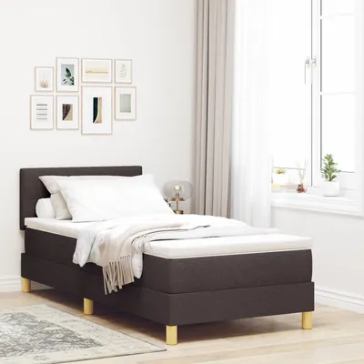 Image de Lit Boxspring avec matelas Marron foncé 90x190 cm Tissu, Lits classiques DesignMöbel Nouveau