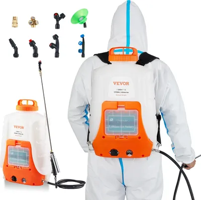 Image de Pulvérisateur dorsal de 15 litres, batterie lithium-ion de 8 Ah, pulvérisateur à pression de 90 PSI, pulvérisateur d'engrais de 4,1 litres/minute, pulvérisateur de jardin avec sangles pour les épaules