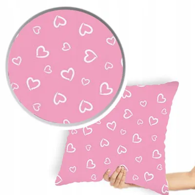 Image de Designpremium Taie d'oreiller rose cœurs 40x40 cm
