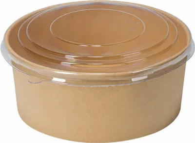 Produktbild von 50x Salatschalen 1300ml aus Kraftpapier braun inkl. Deckel transparent rPet