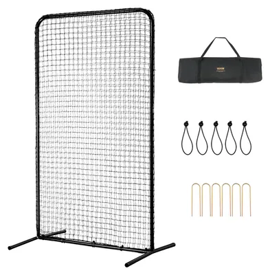 Produktbild von VEVOR L Bildschirm Baseball für Schlagkäfig, 7x7 ft Softball Sicherheitsbildschirm, tragbarer Körperschutz Schlagbildschirm mit Tragetasche, Rädern, Erdnägeln, strapazierfähigem Pitching-Netz zum Schutz der Werfer
