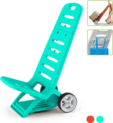 Produktbild von Kreher Rollbarer und zusammenklappbarer Campingstuhl/Strandstuhl mit Belastbarkeit bis 110 kg (Türkis)