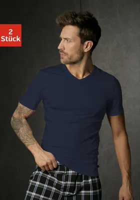 Produktbild von H.I.S. Unterziehshirt 2 -teilig marine, grau-meliert Größe XL
