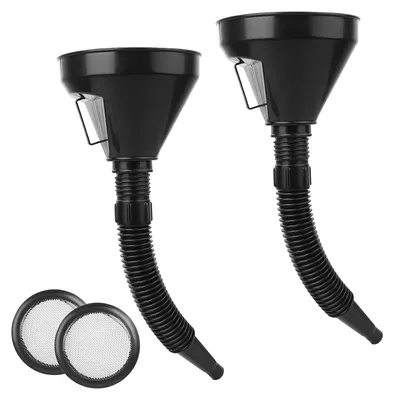 Imagen del producto de Juego de embudos para aceite, de 2 piezas, con manguera, incluye un embudo grande para llenar aceite, ideal para la cocina