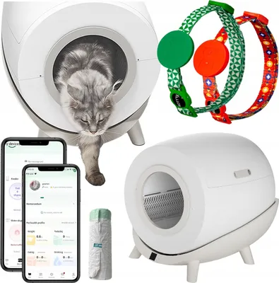 Obrázek produktu pro Inteligentní samočistící kočkolit + dva čipové obojky + sáčky