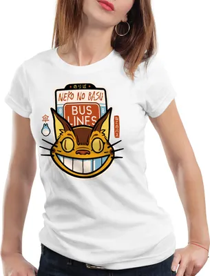 Produktbild von style3 Katzenbuslinie Damen T-Shirt totoro anime nachbar, Farbe:Weiß, Größe:XS