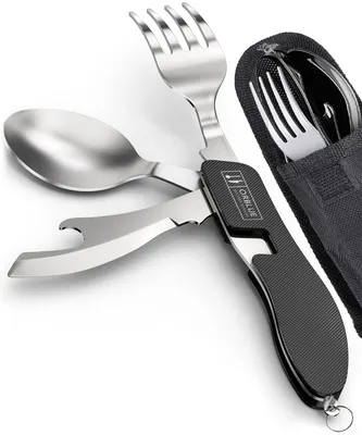 Produktbild von 4-in-1 Camping-Besteck-Set – Löffel, Gabel, Messer und Flaschenöffner – Inklusive Aufbewahrungsbox