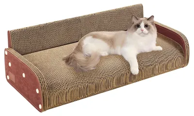 Immagine prodotto di Piattaforma per gatti extra larga, 62 cm - Design da divano, realizzata in cartone resistente