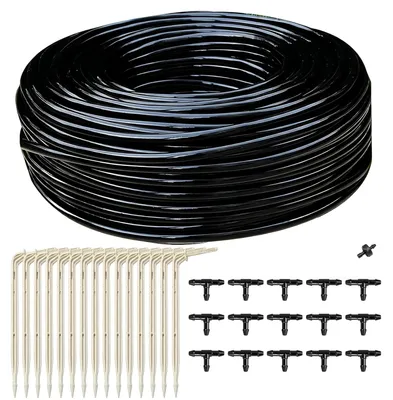 Image de Kit d'irrigation de 15 mètres, avec tuyau de 3/5 mm, 15 raccords en T, goutteurs, pour jardin