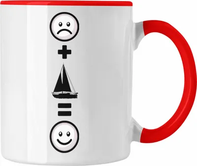 Produktbild von Trendation - Segeln Tasse Geschenk für Segler Windsegeln Boot  :( + Segeln = :) Lustige Geschenkidee Geburtstag (Rot)