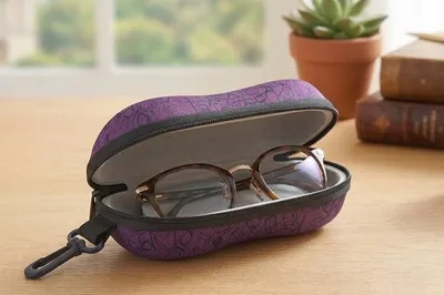 Produktbild von GKA XL Hartschale Brillenetui lila Überbrille Sonnenbrille große Brille Etui samt weich