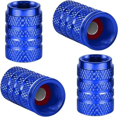 Image de Lot de 4 capuchons de valve pour pneus, bleu métallisé