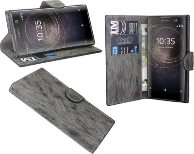 Zdjęcie produktu dla Sony Xperia XA2 etui na telefon komórkowy flip case pokrowiec ochronny na smartfon antracytowy